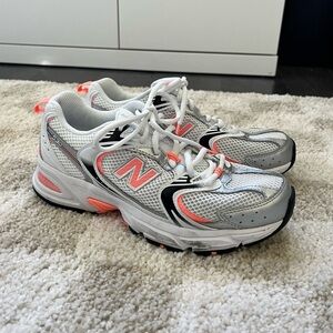 New balance 530 peach pink white and grey sneakers